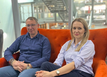 Urszula Kulczycka i Wojciech Glac podczas wywiadu