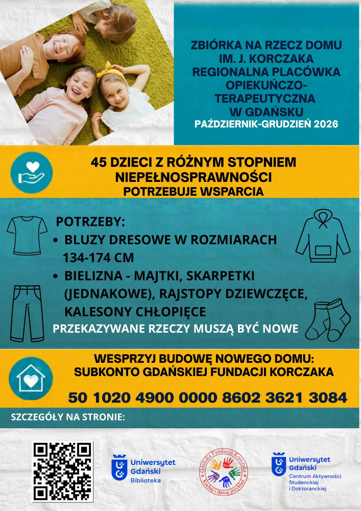 Akademicka zbiórka dla dzieci z Domu im. Jana Korczaka w Gdańsku Akademicka zbiórka dla dzieci z Domu im. Jana Korczaka w Gdańsku