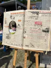 Piknik Nauki Fahrenheita - foto ramka ze starej gazety 