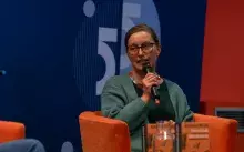 Spotkanie autorskie z dr Katarzyną Warską wokół książki Bruno Schulz idzie do szkoły. Fot. Bartłomiej Jętczak