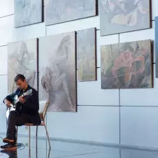 Tryptyk: Eros | Tanatos | Logos. Artyści: Denis Chyżawski, Wiktor Kuczewski, Mila Chyżawska - wystawa malarstwa w Bibliotece Głównej